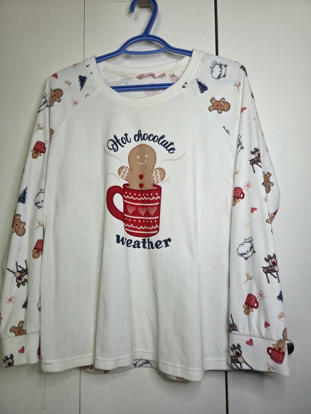 La Vie En Rose Women's L White Hot Chocolate Weather Mug and Cookie Pajama Top